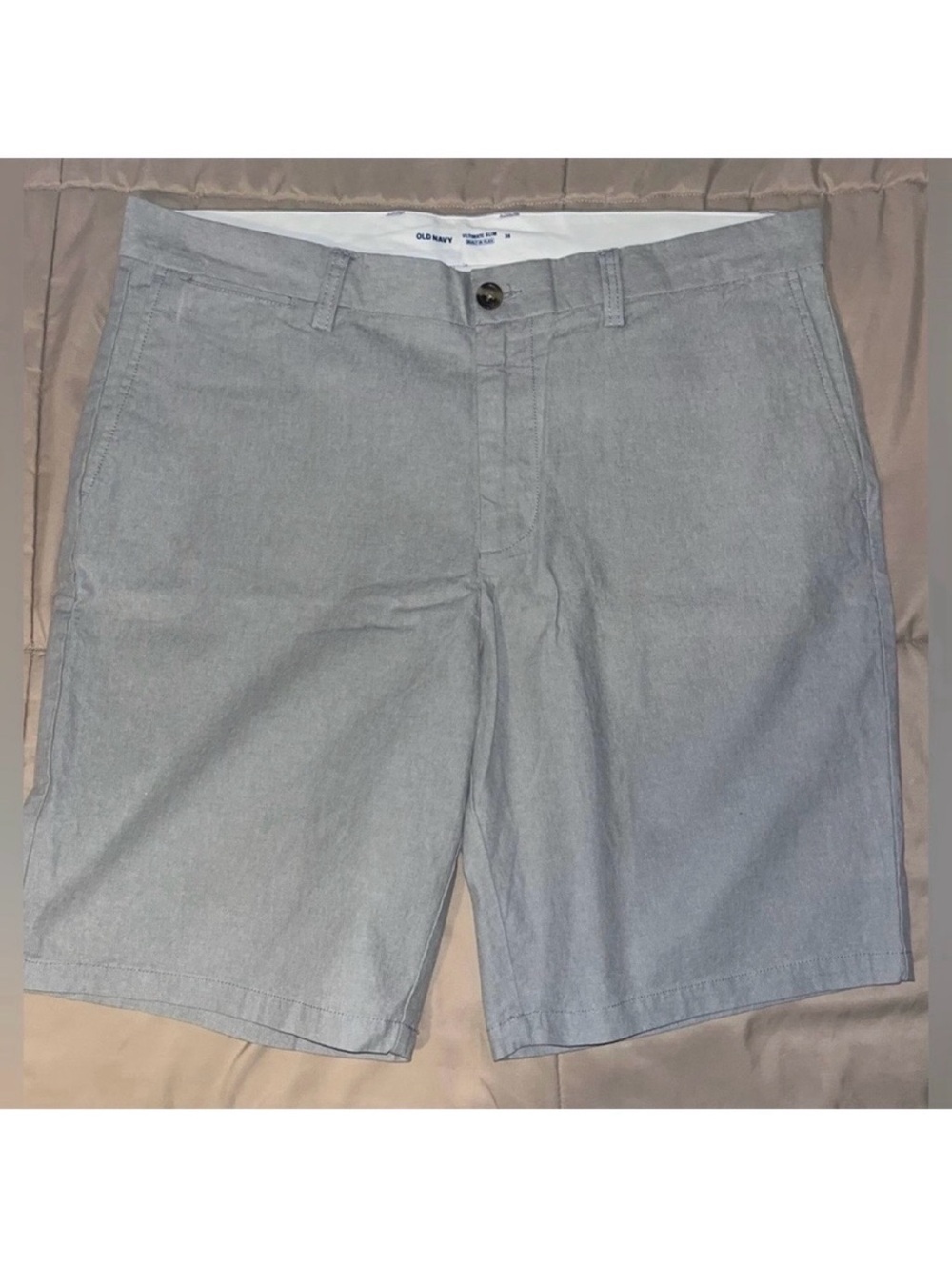 Old Navy Men’s Ultimate Slim Dressy Grey Chino Shorts With Built-In Flex Size 38